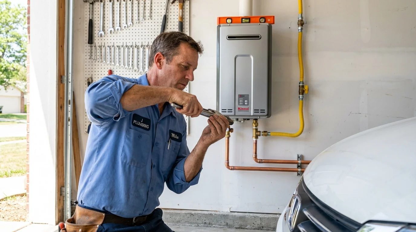 Tankless water heater installation by a Johns Plumbing LLC plumber in Durham